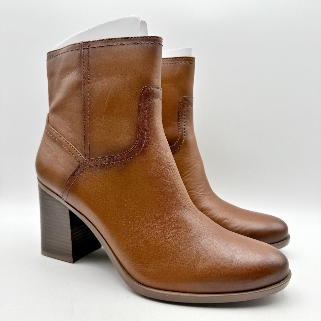 Naturalizer Kalina Ankle Bootie Size 7 Wide EU 37 Cider Spice Brown Leather NIB