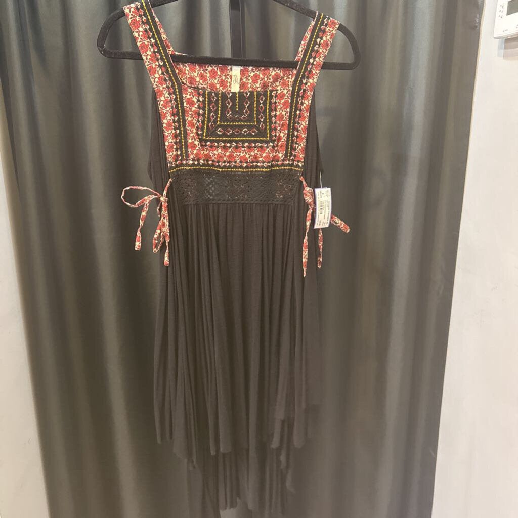 Free People Floral Embroid Tank DRESSES S