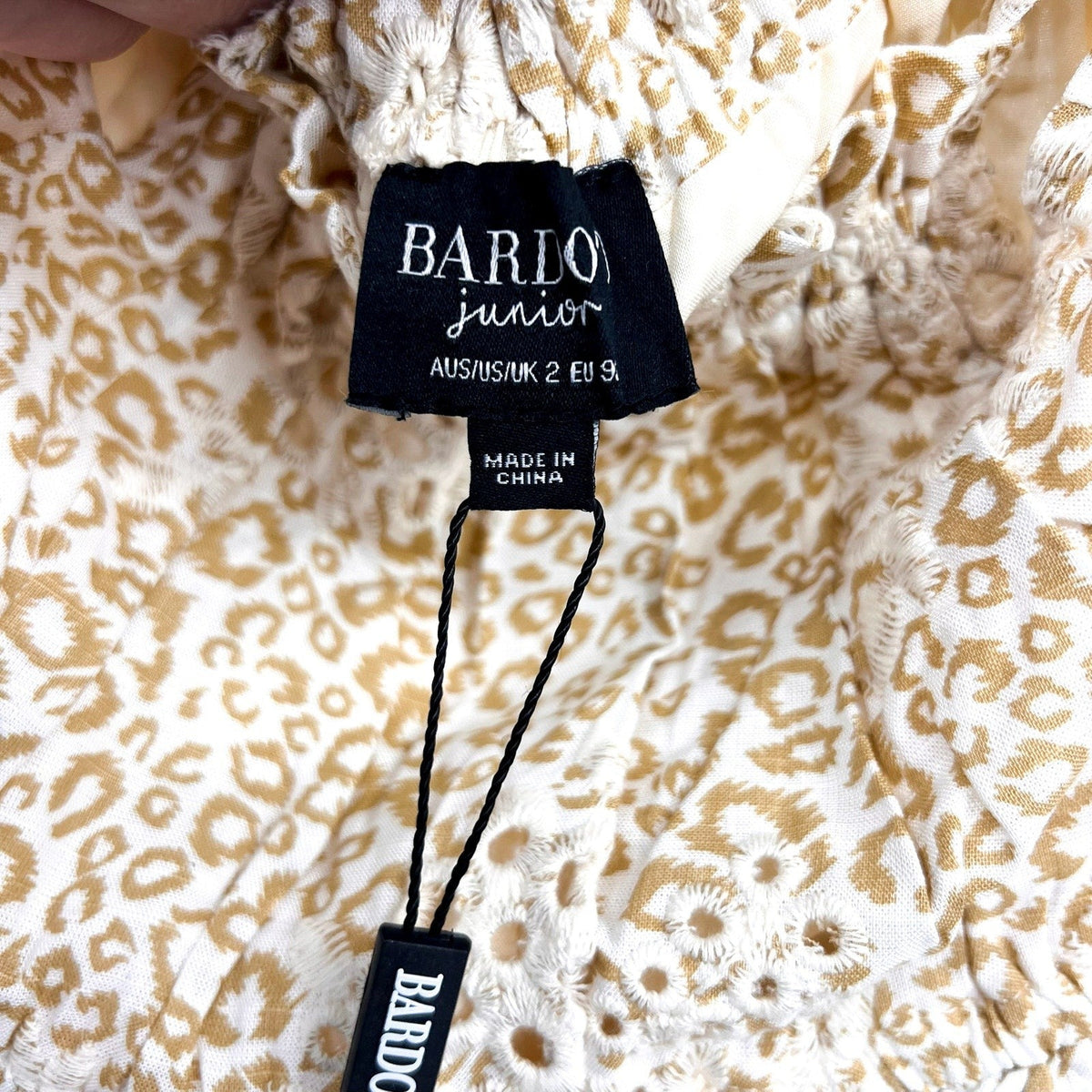 BARDOT Toddler Girl's Leopard Trim Romper Size 2T Beige Peplum NWT
