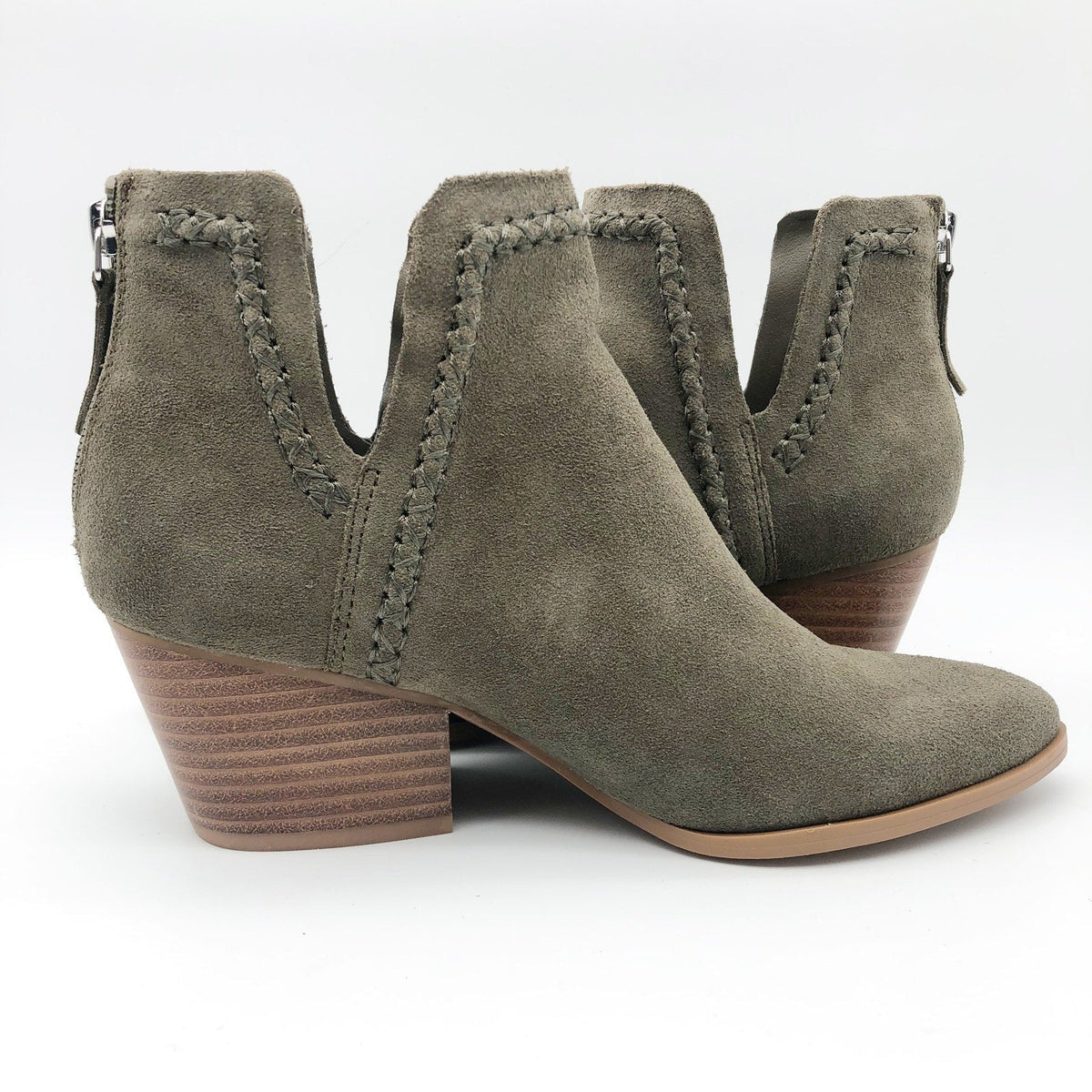 Dolce Vita Womens Dylan Ankle Booties Size 8 Green Textured Heel Suede NWOB