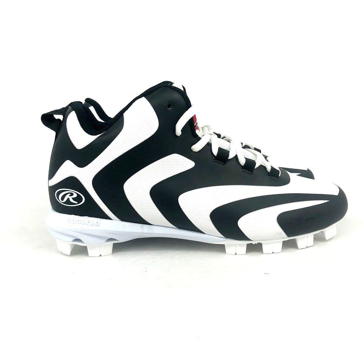 Rawlings Mens Rookie Mid Baseball Cleats Size 10.5D White Black NWOB