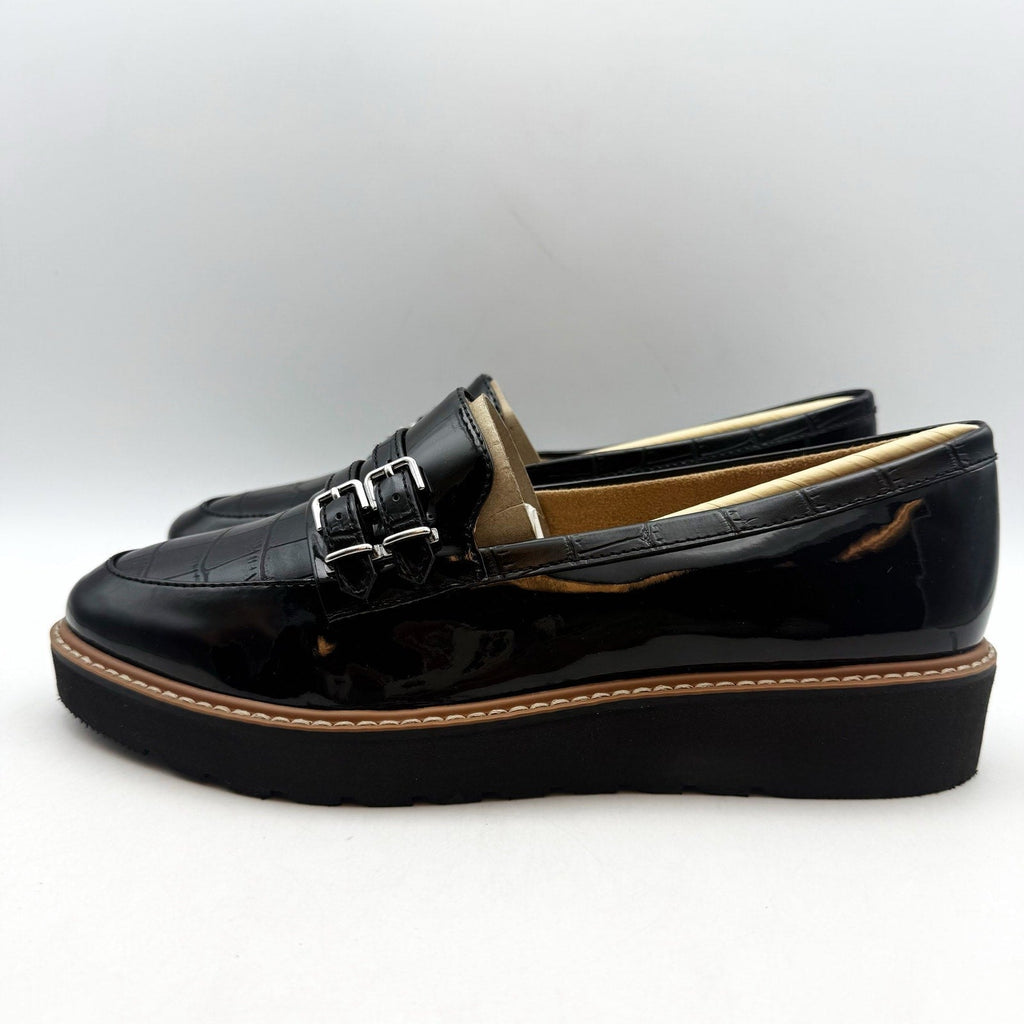 Naturalizer Womens Eiffel Loafers Size 8.5 38.5 Black Vegan Patent Leather NIB