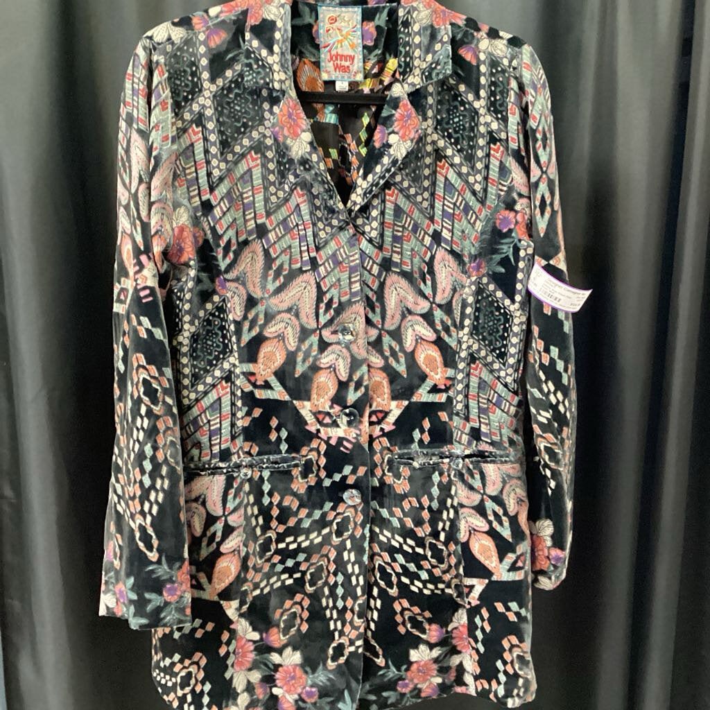 Johnny Was Velvet Print Blazer DRESSES Small