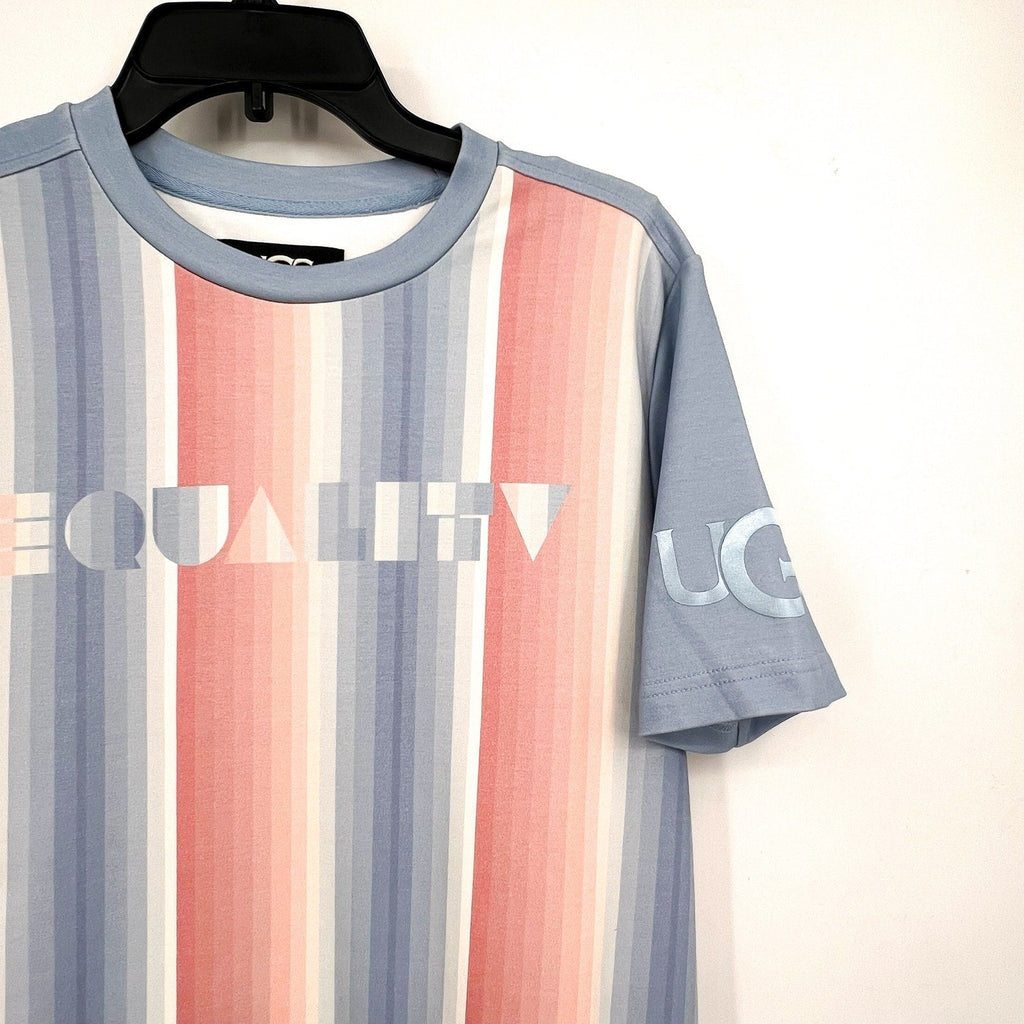 UGG UNISEX Pride Logo Equality Tee XXS Blue Multi Stripe Short Sleeve NWT