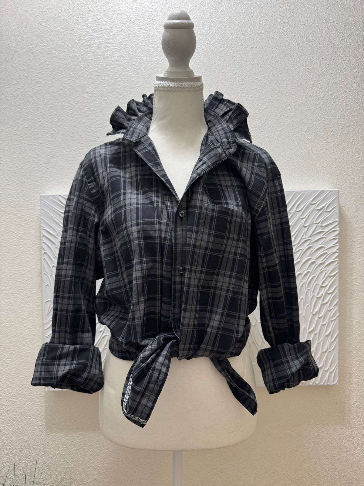 College Game Day - JCrew - Black Plaid - Long Sleeve - Medium