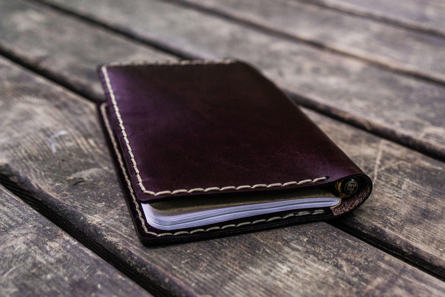 No.33 Personalized Leather Field Notes Cover - Dark Brown