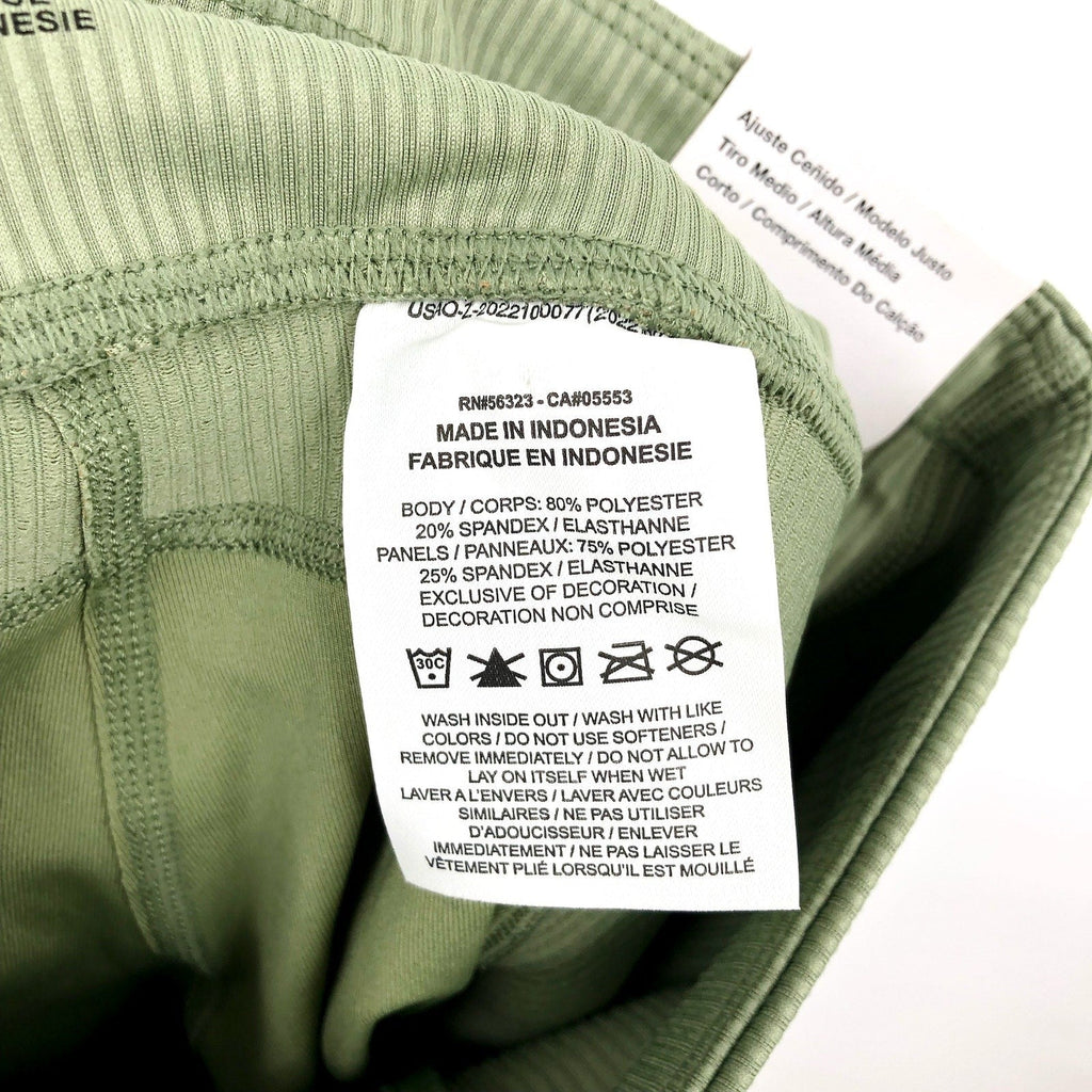 NIKE Womens Tight Athletic Running Shorts XS Olive Green Mid-Rise Ribbed NWT