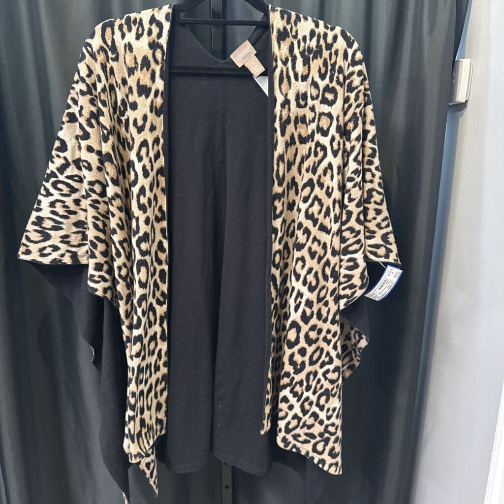 Chicos Cheetah Knit Cape SWEATERS OS