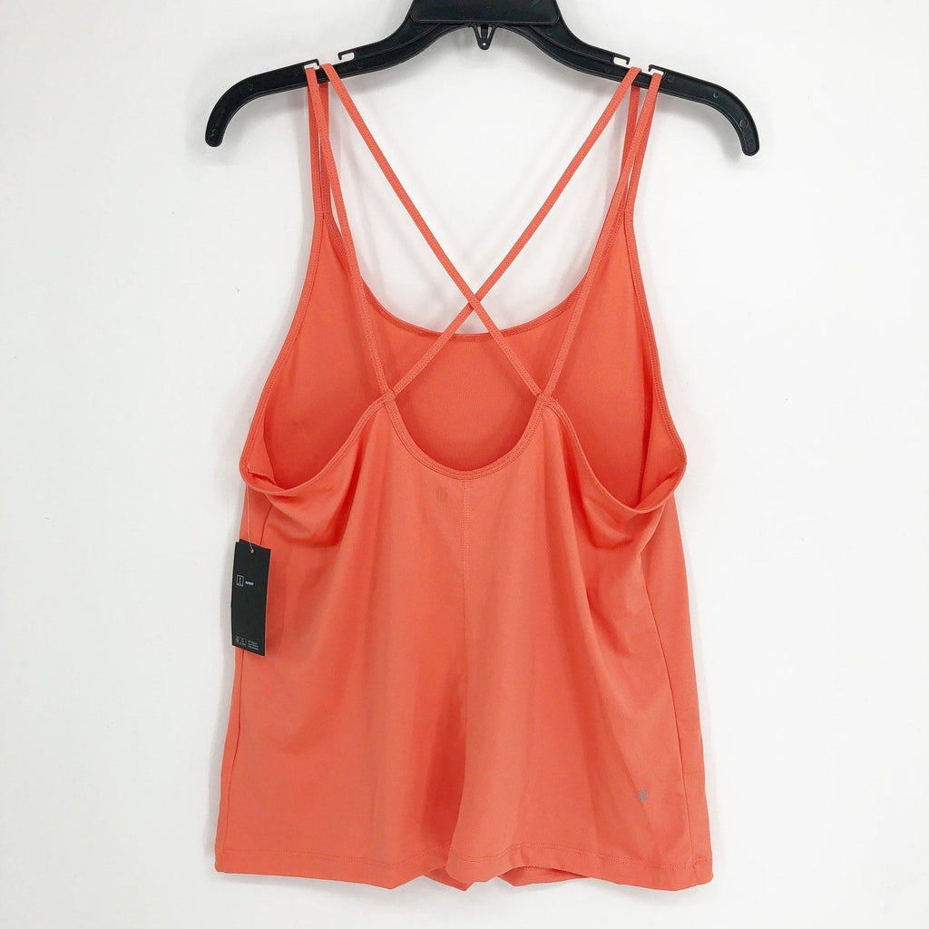 ID IDEOLOGY Women's Strappy Workout Tank Top Large Peach Orange Tech Knit NWT