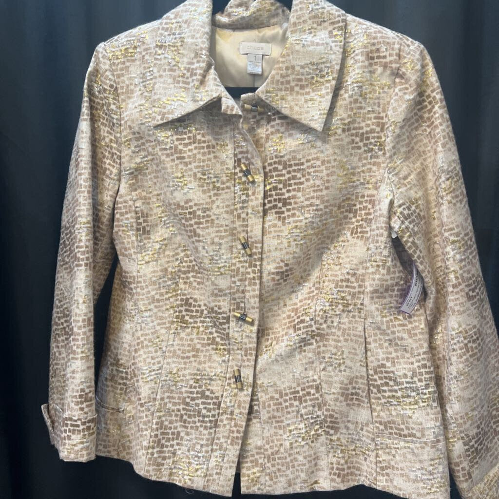 Chicos Bamboo Metallic Collar JACKETS 1