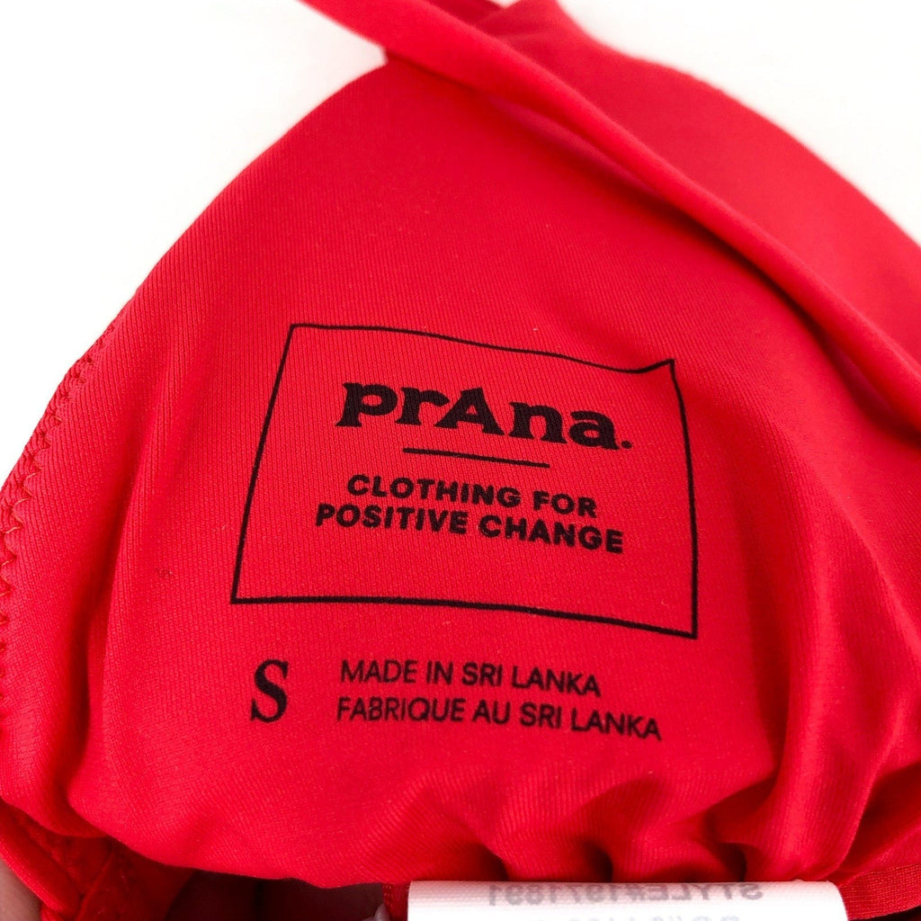 PRANA Women's Sunkissed Bikini Top Small Carmine Red Cross Back Stretch NWT