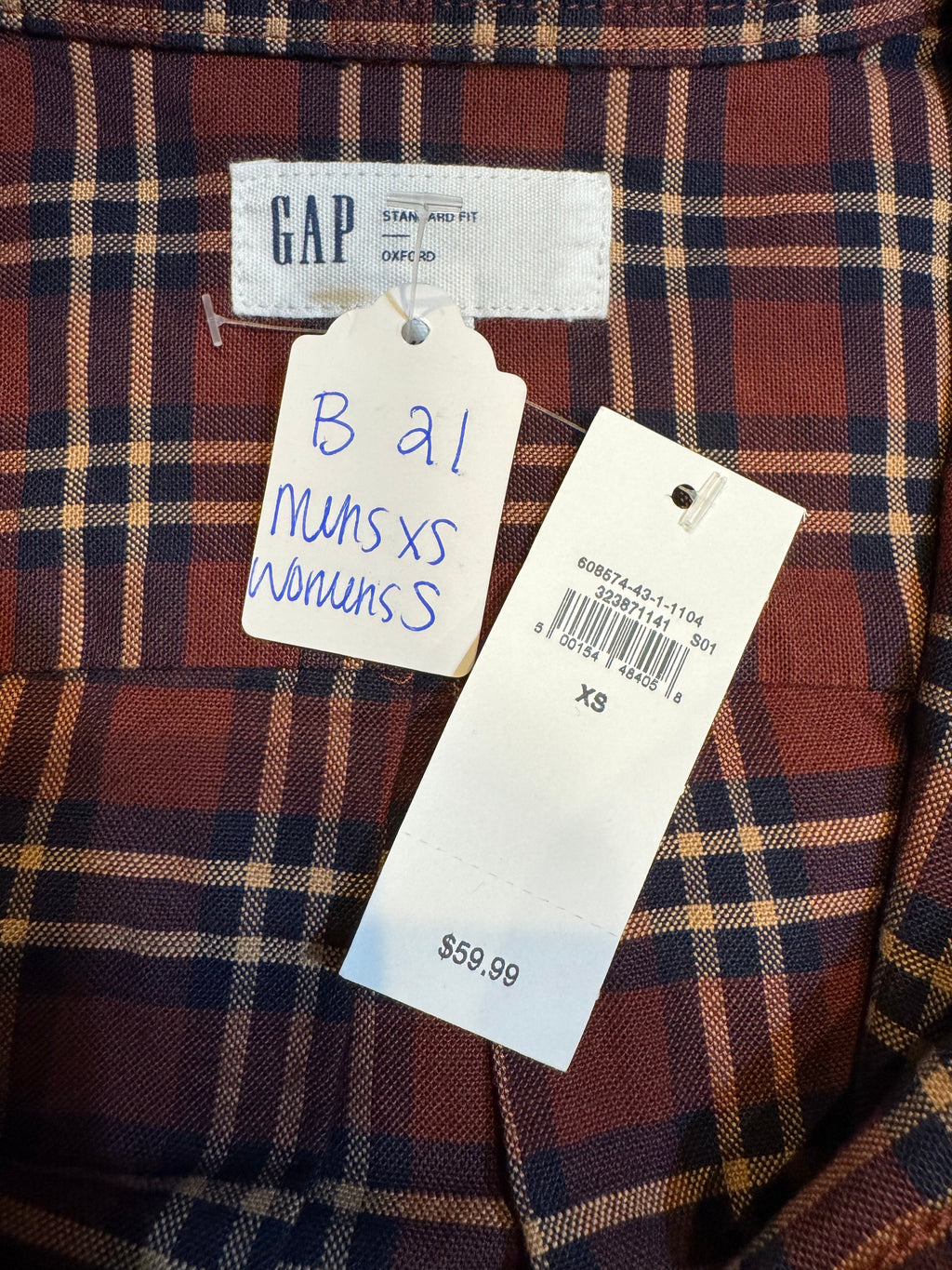 Brand Gap - Wine, Navy and Camel Plaid Long Sleeve - Multiple Sizes