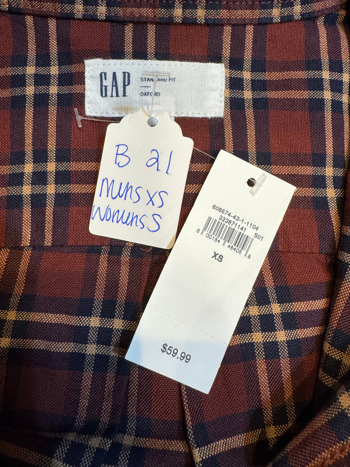 Brand Gap - Wine, Navy and Camel Plaid Long Sleeve - Multiple Sizes