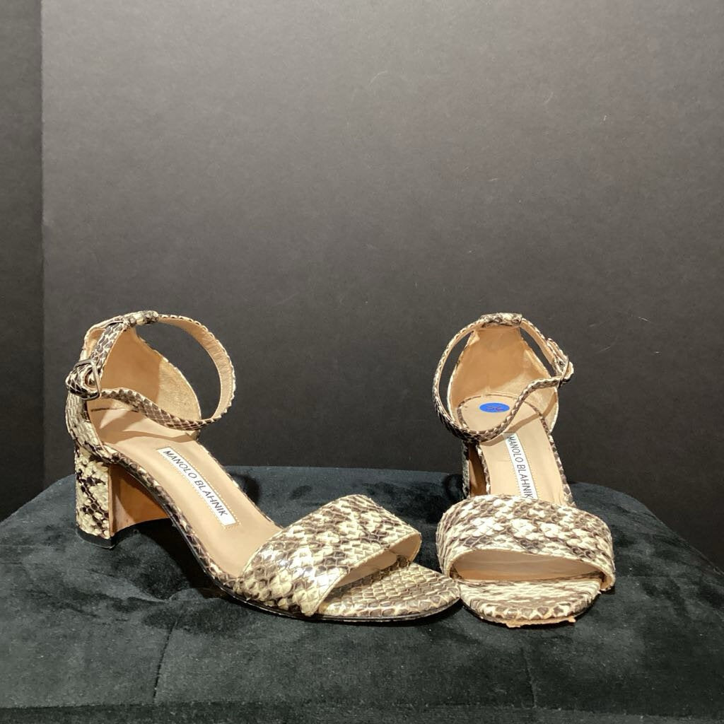 Manolo Blahnik Snakeskin Ankle Heels SHOES 36
