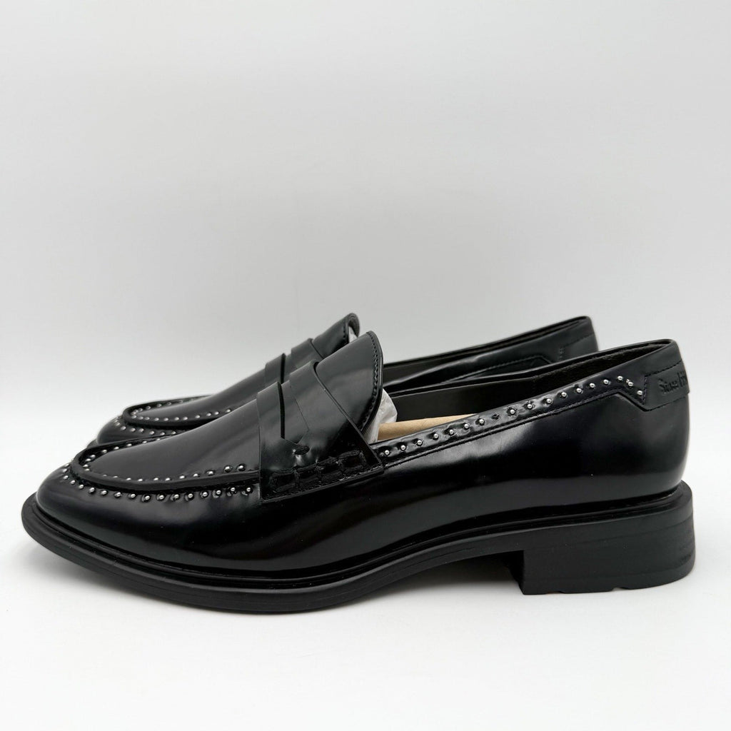 Franco Sarto Womens Eden Studded Loafers Size 8.5 M EU 39 Black Slip On NWOBl