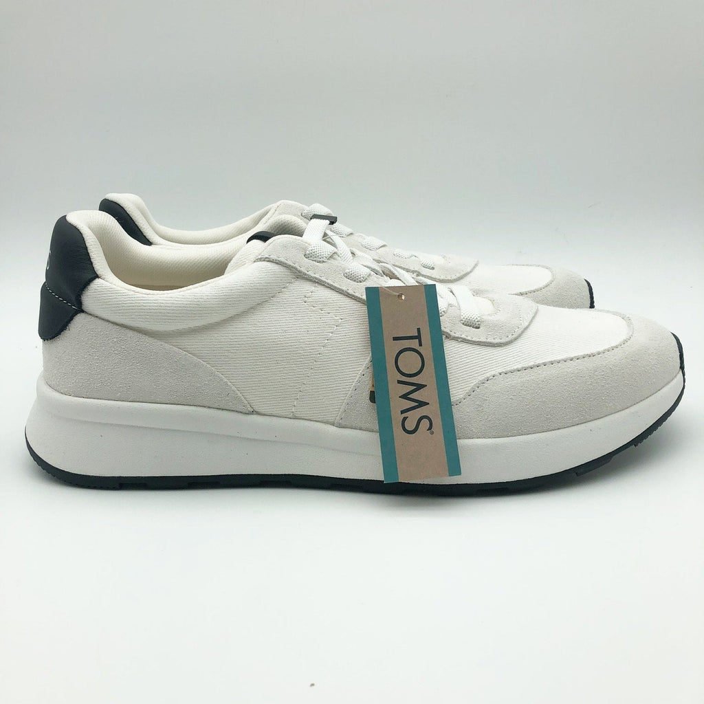 Toms Mens TRVL LITE Retro Runner Sneakers Size 12 White Suede Twill Casual NIB