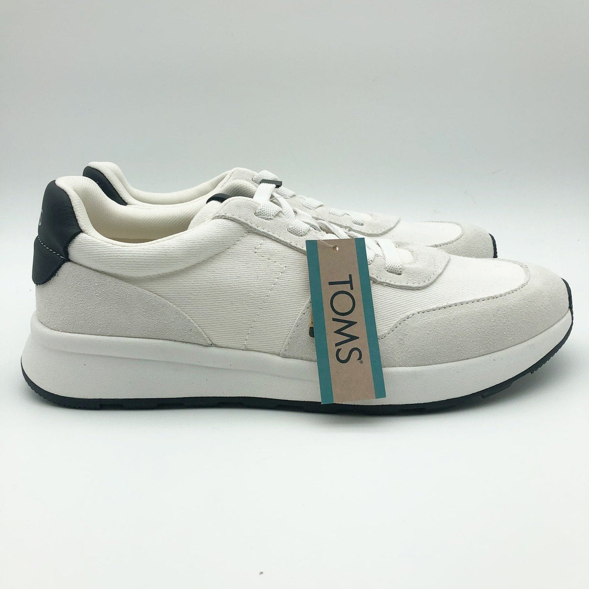 Toms Mens TRVL LITE Retro Runner Sneakers Size 12 White Suede Twill Casual NIB