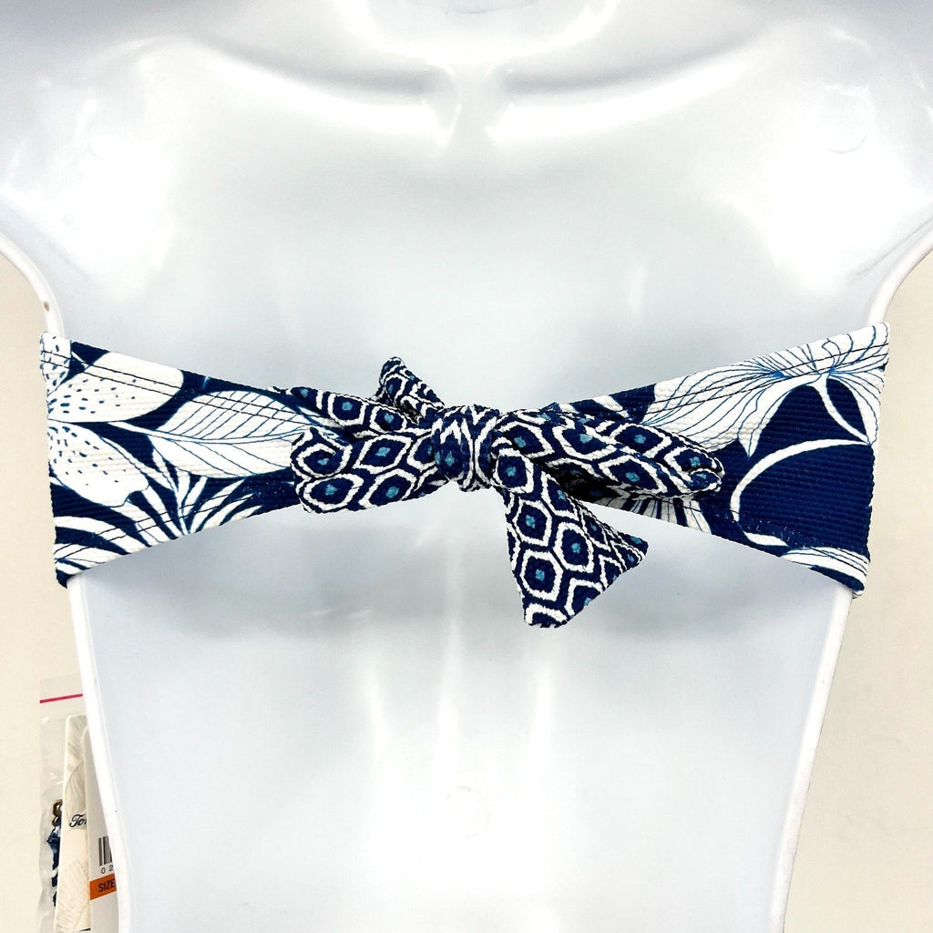 TOMMY BAHAMA Island Cays Bandeau Bikini Top Small Blue White Blooms NWT