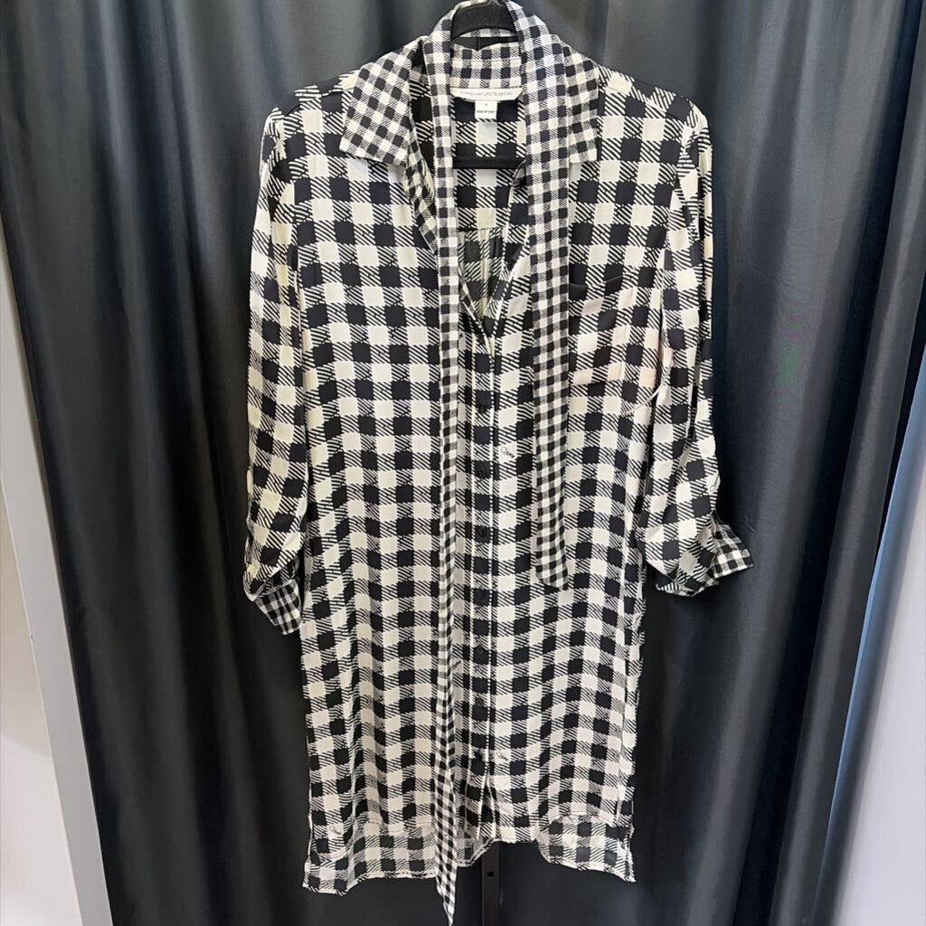 DVF Silk Plaid Button Up DRESSES 4