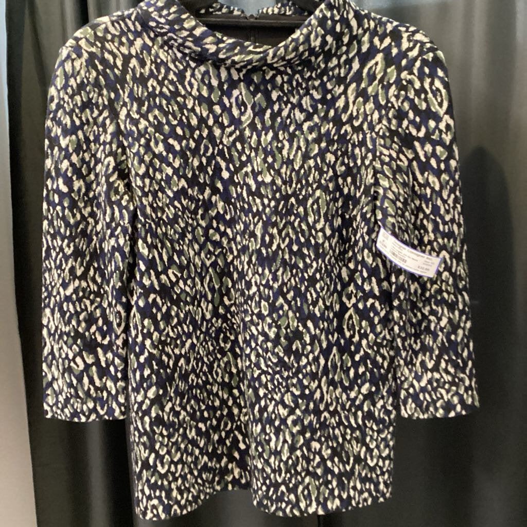 J McLaughlin 3/4 Slv Mock Leopard SWEATERS XS