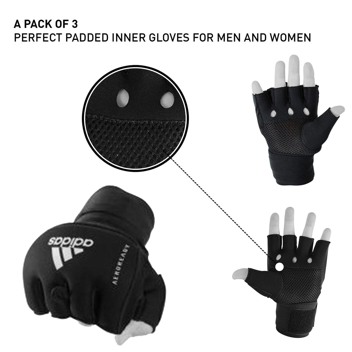 adidas Boxing Mexican Style Quick Hand Wraps - Pack of 3 Pairs Bundle Deal