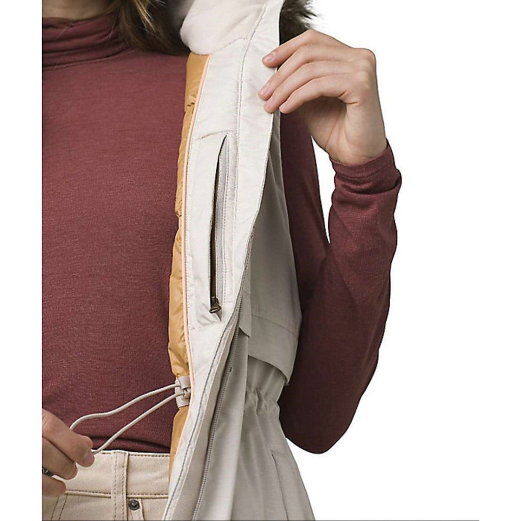 Prana Womens Banajaara Down Vest XS Cream Puffer Hooded Faux Fur NWT $250