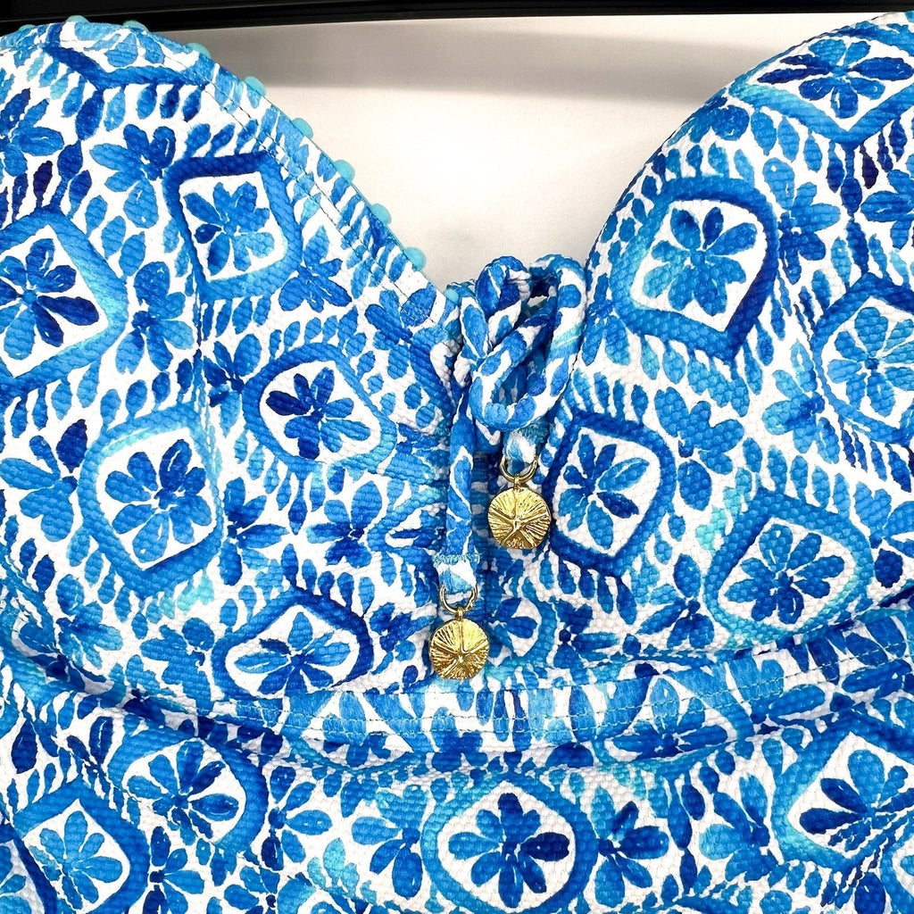TOMMY BAHAMA Shell Beach Bandini Top Bikini Bottom Medium Blue Island Cays NWT