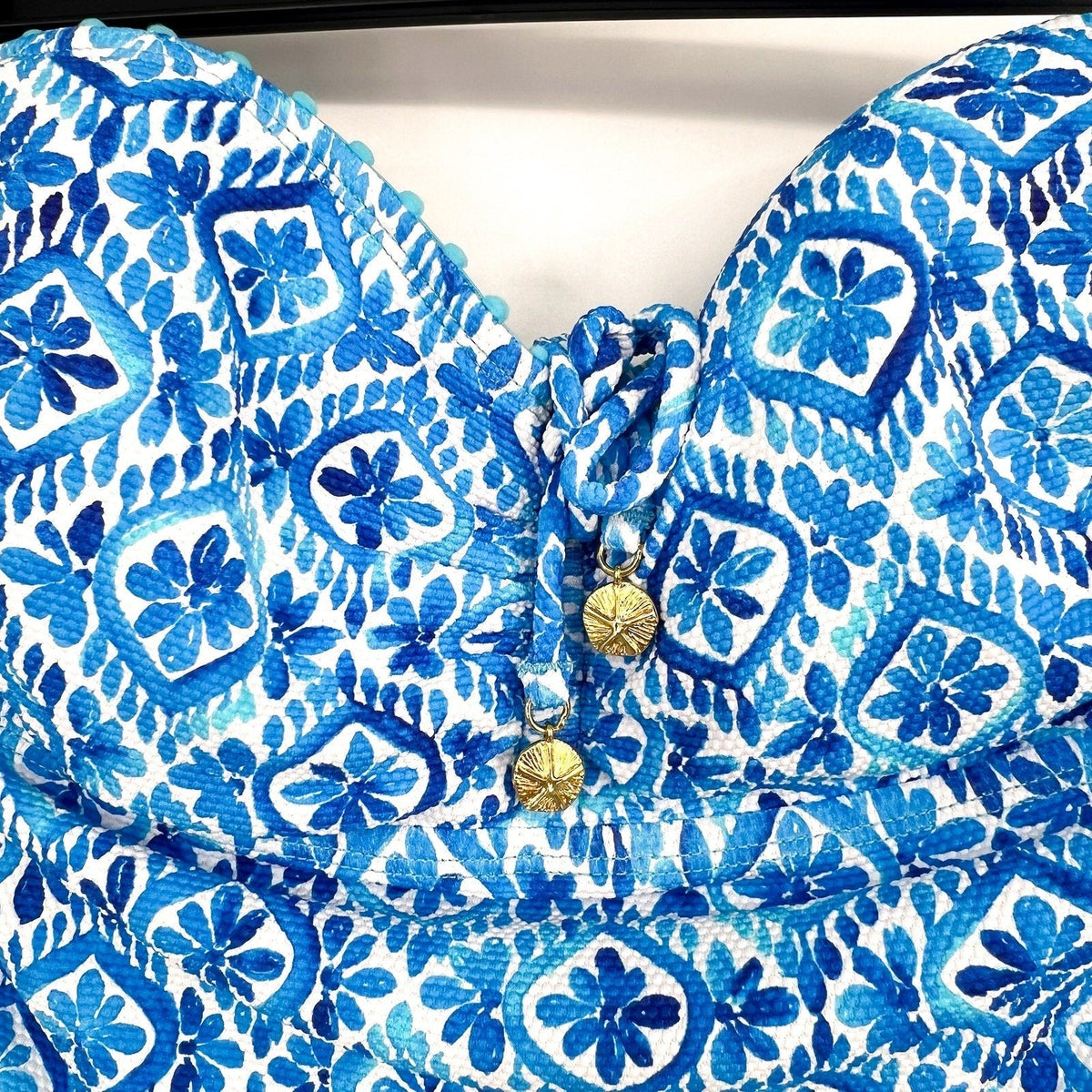 TOMMY BAHAMA Shell Beach Bandini Top Bikini Bottom Medium Blue Island Cays NWT