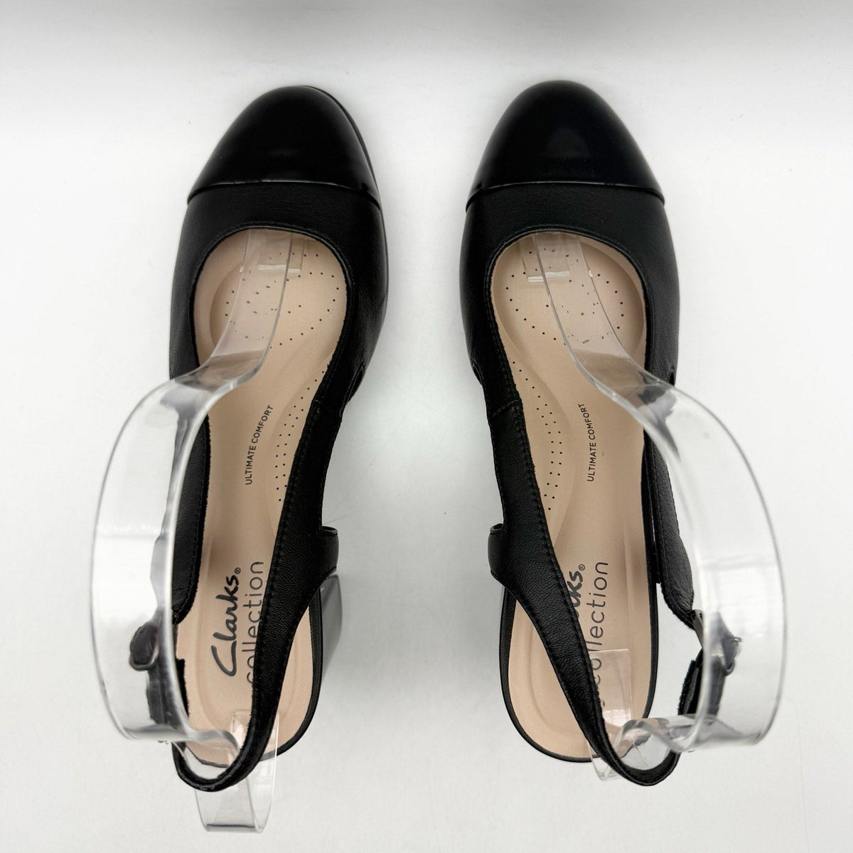 Clarks Womens Bayla Joy Pumps Size 7.5 Black Leather Slingback Heels NWOB