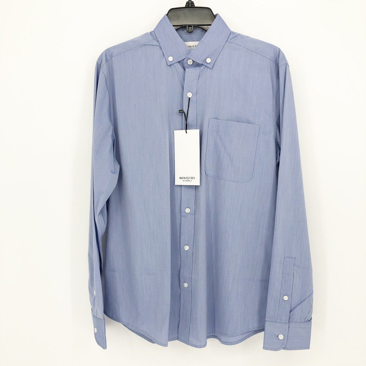 MINISTRY OF SUPPLY Men's Gemini Woven Dress Shirt XXL Slim Solid Blue