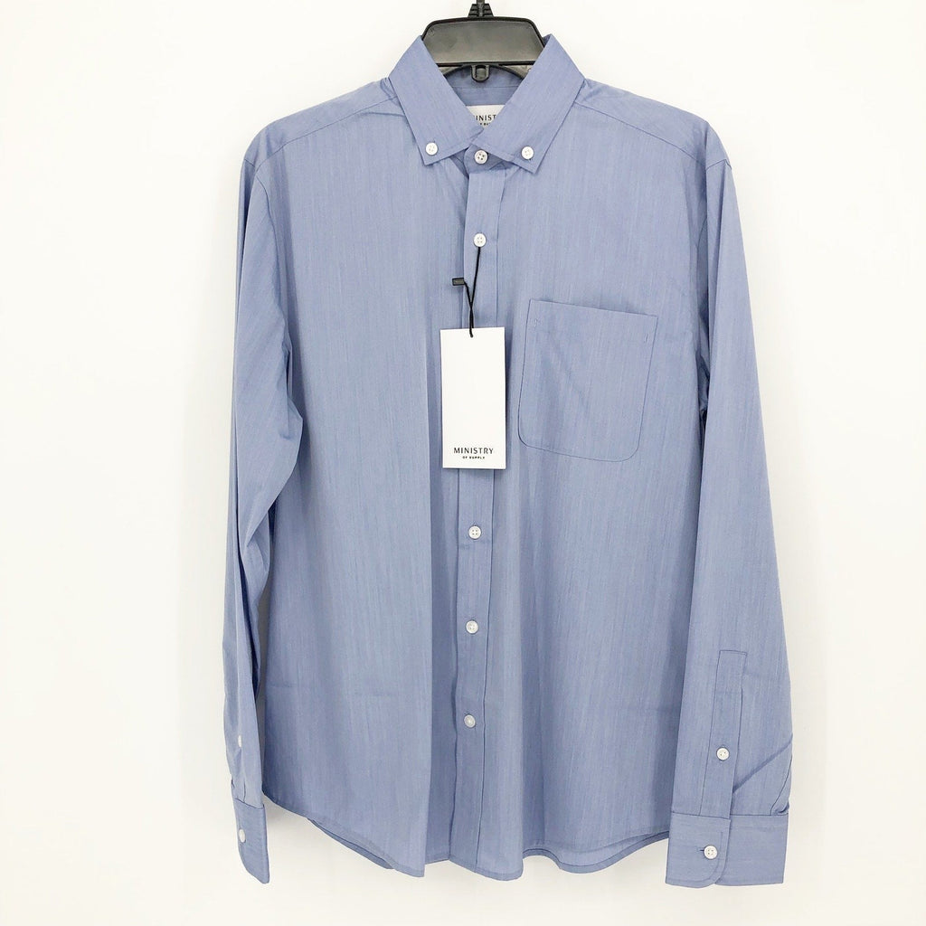 MINISTRY OF SUPPLY Men's Gemini Woven Dress Shirt XXL Slim Solid Blue