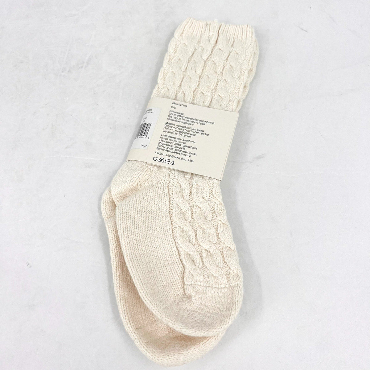 EBERJEY Women's Cozy Slouchy Socks One Size Ivory Short Crew Length NWT