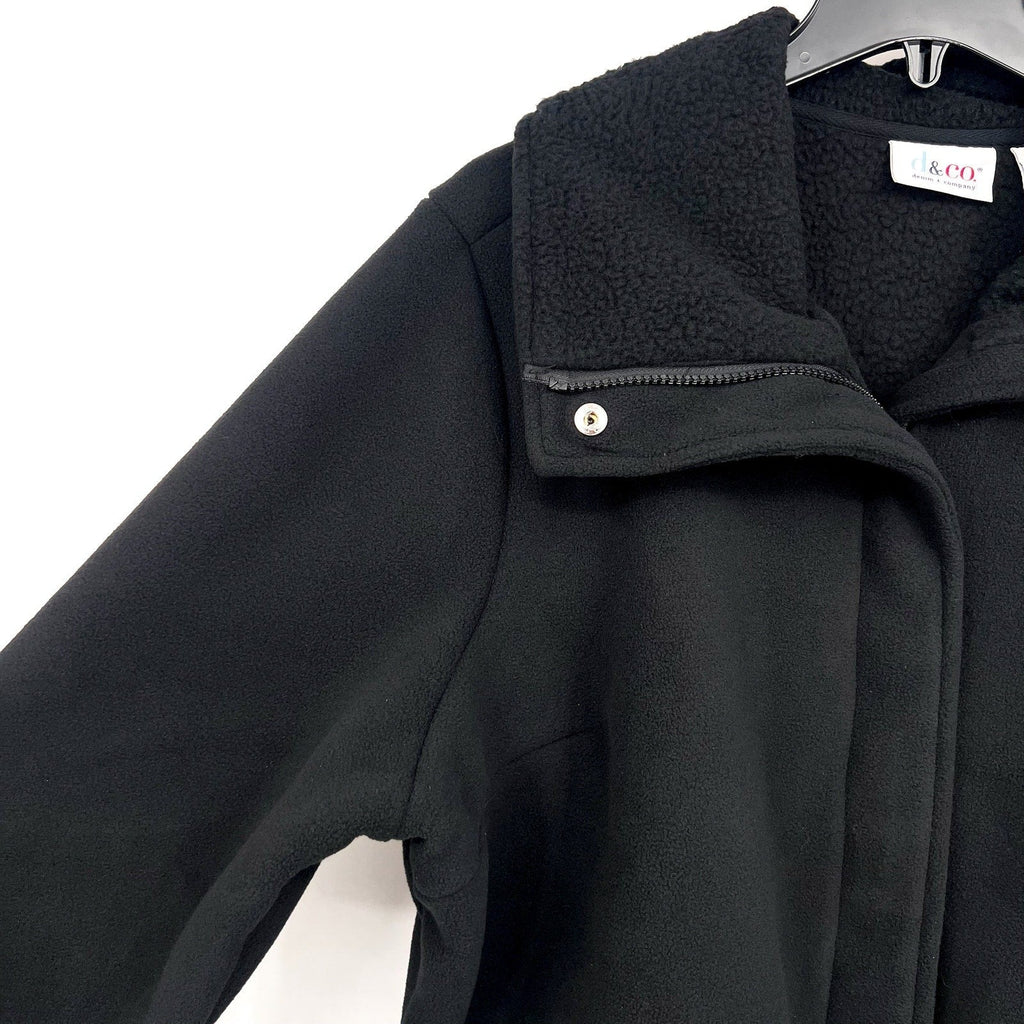 DENIM & CO. Women's Fleece Bonded Sherpa Jacket XL Petite Black NWOT