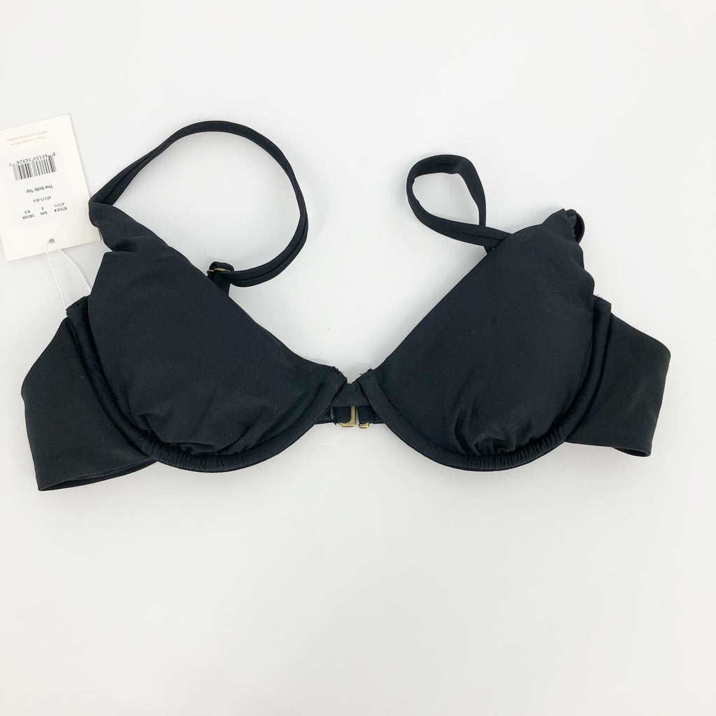 ANDIE SWIM Women's The Sicily Bikini Top Small Black Underwired Stretch Swim NWT
