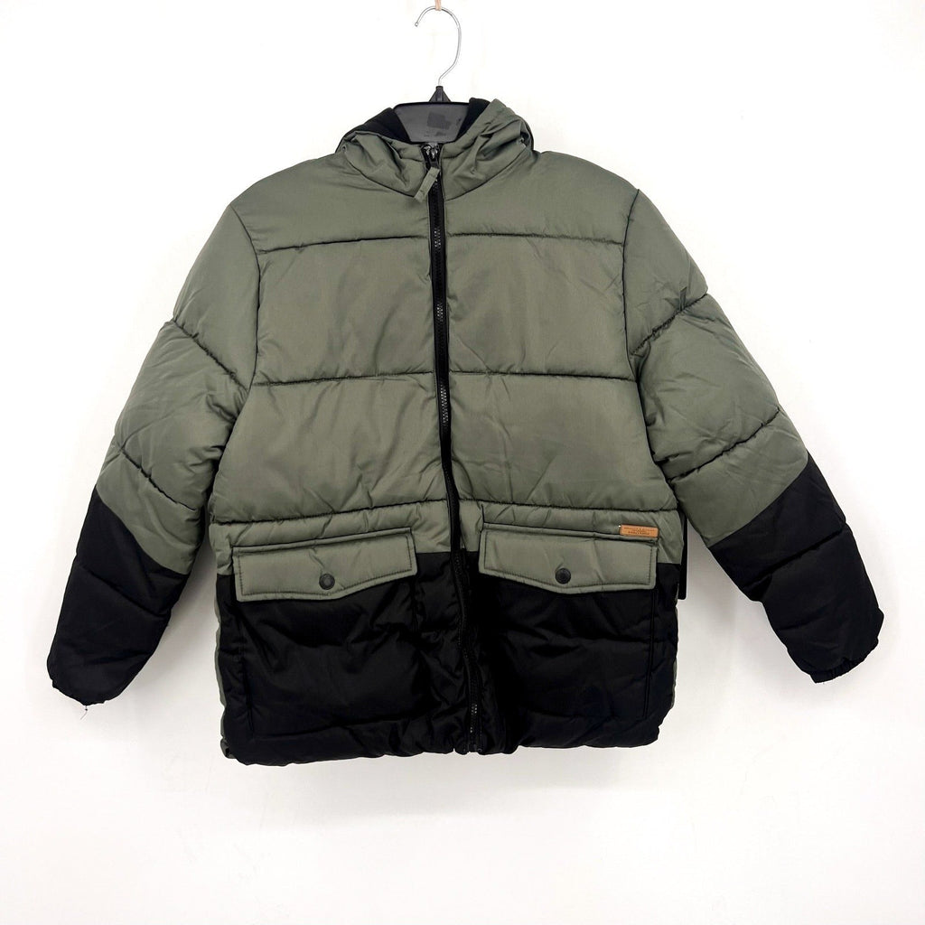 IXTREME Boy's Hooded Colorblock Puffer Winter Coat XL 14/16 Green Black NWT