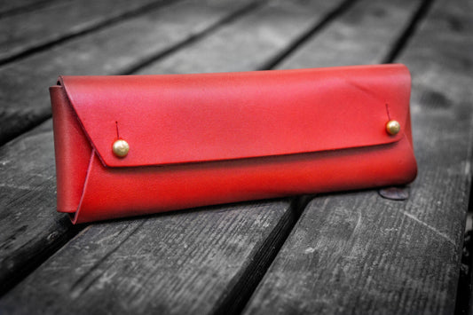 The Student Leather Pencil Case - Red