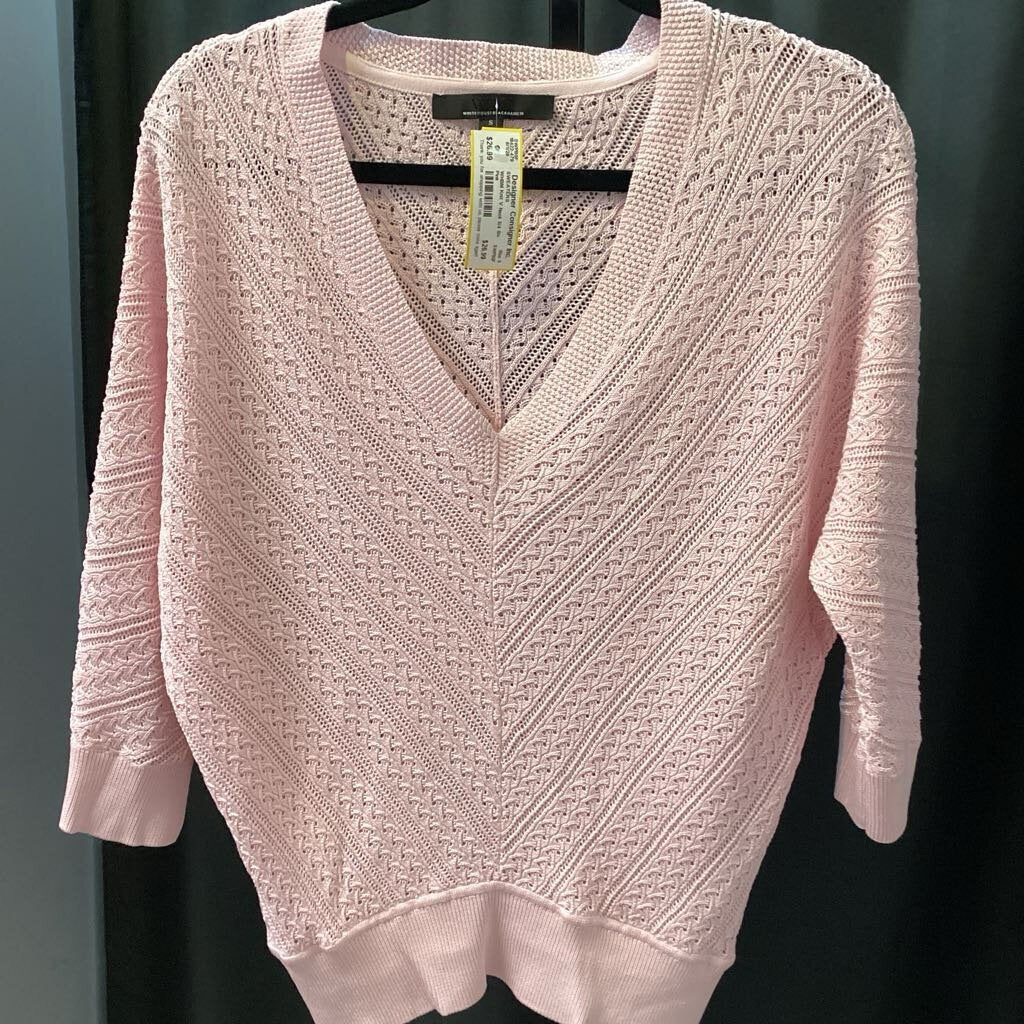 WHBM Knit V Neck 3/4 Slv SWEATERS S