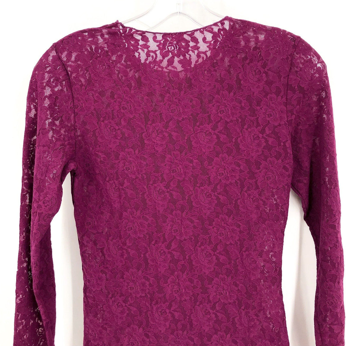 HANKY PANKY Women's Signature Lace Top Small Sugar Plum Unlined Long Sleeve NWT