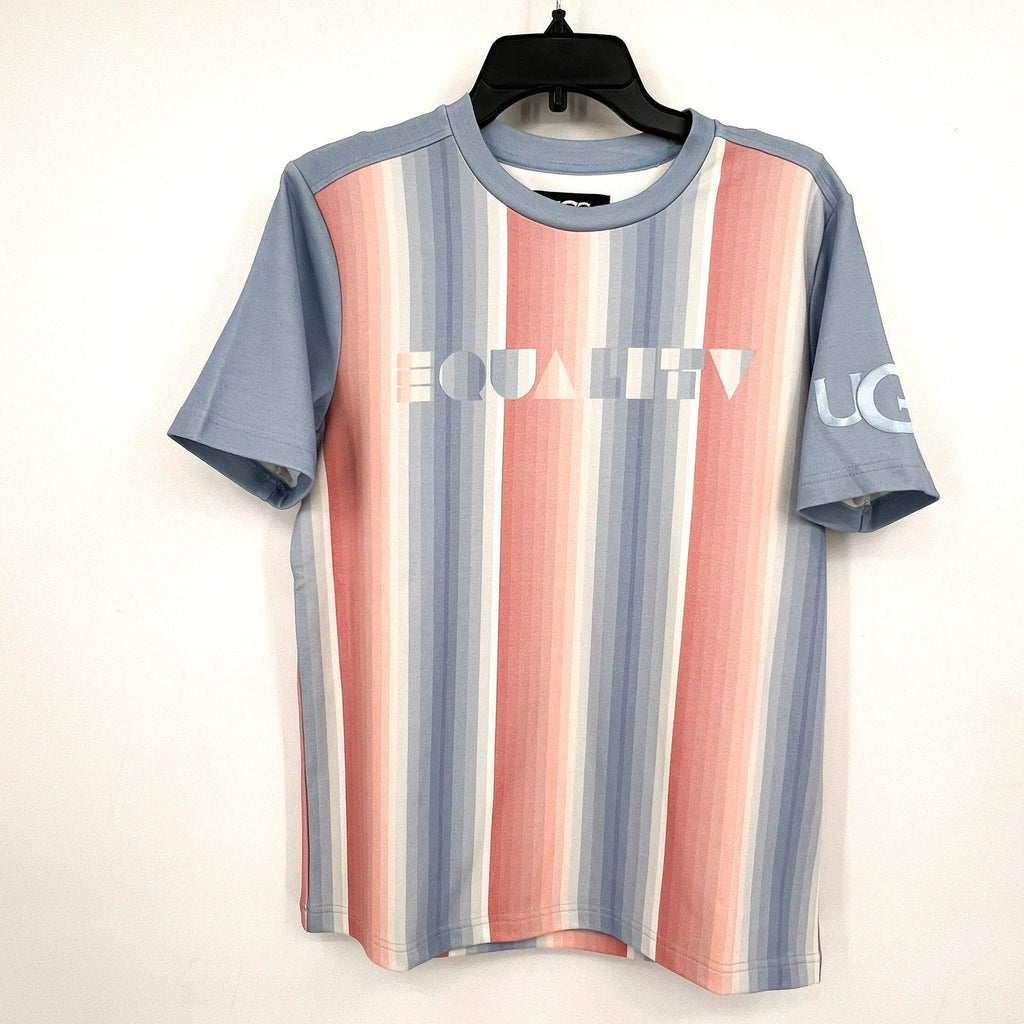 UGG UNISEX Pride Logo Equality Tee XXS Blue Multi Stripe Short Sleeve NWT