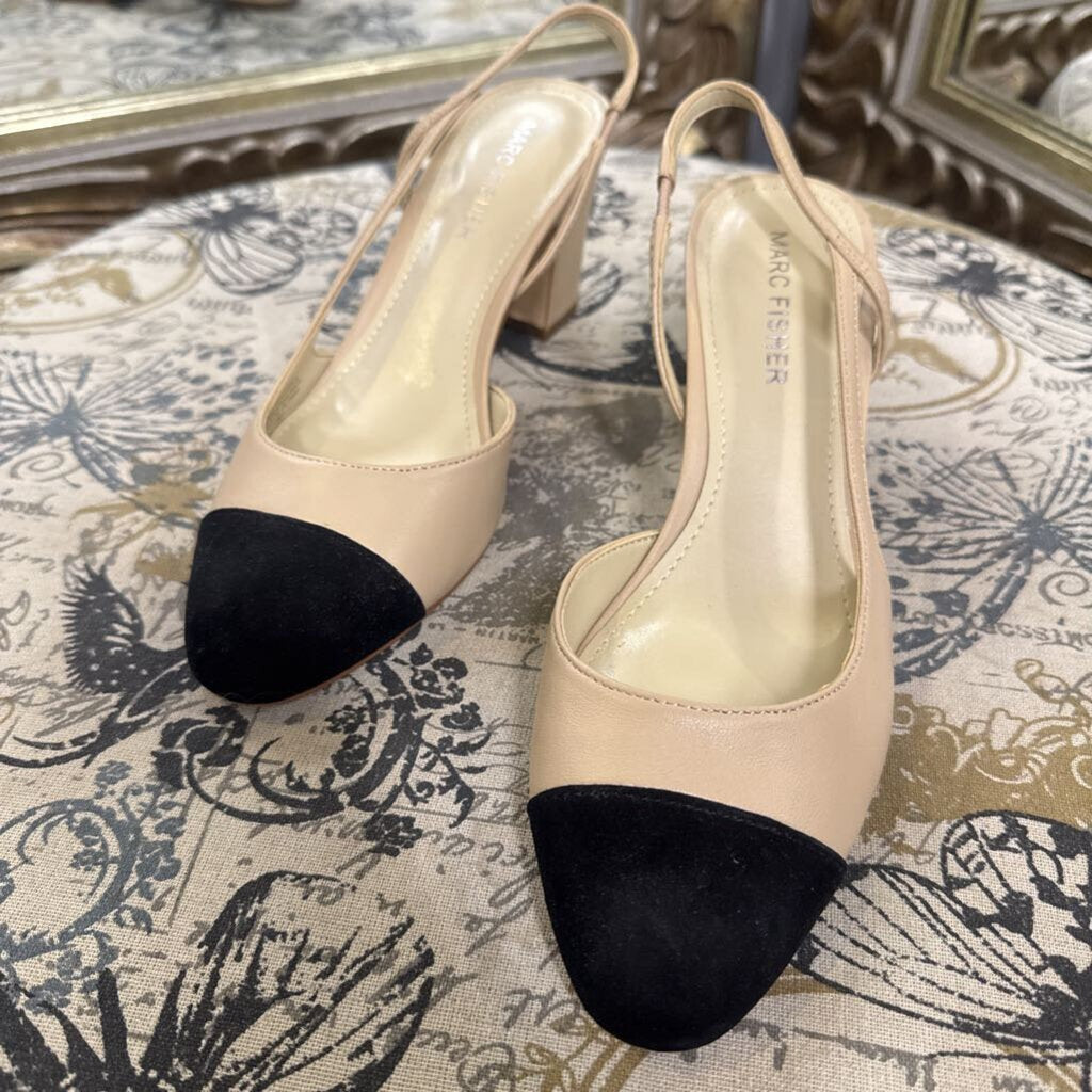 Marc Fisher Cap Toe Leather Slingback SHOES 6