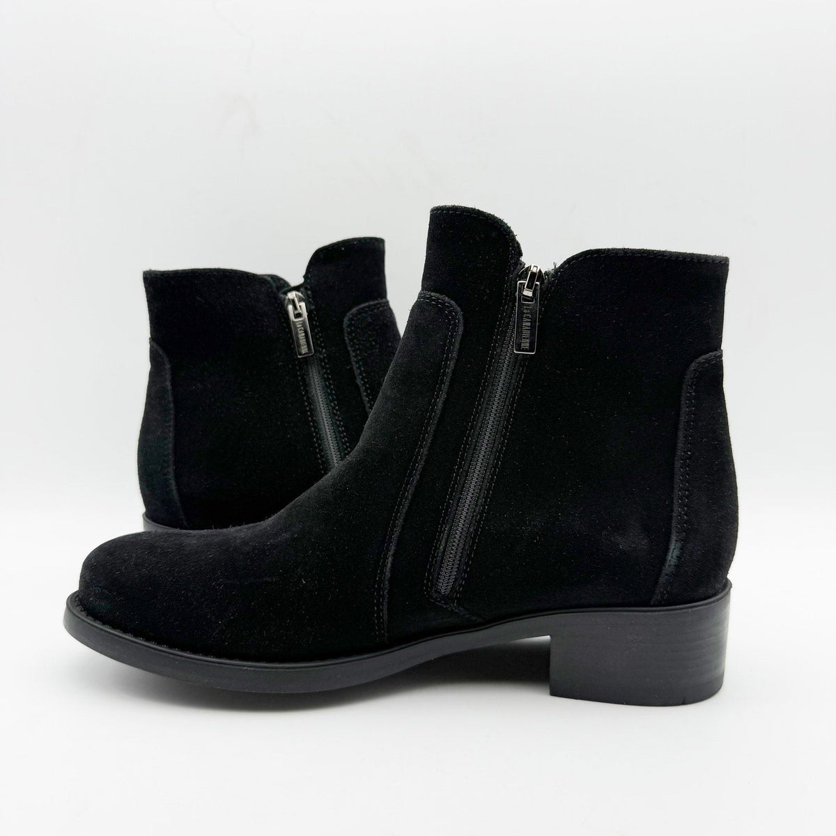 La Canadienne Womens Saria Booties Size 6.5 Black Suede Waterproof Dual Zip NWOB