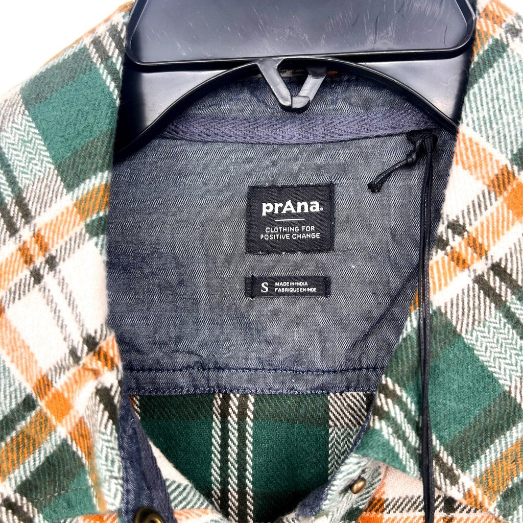 PRANA Women's Golden Canyon Flannel Shirt Small Soft Pine Green Plaid NWT