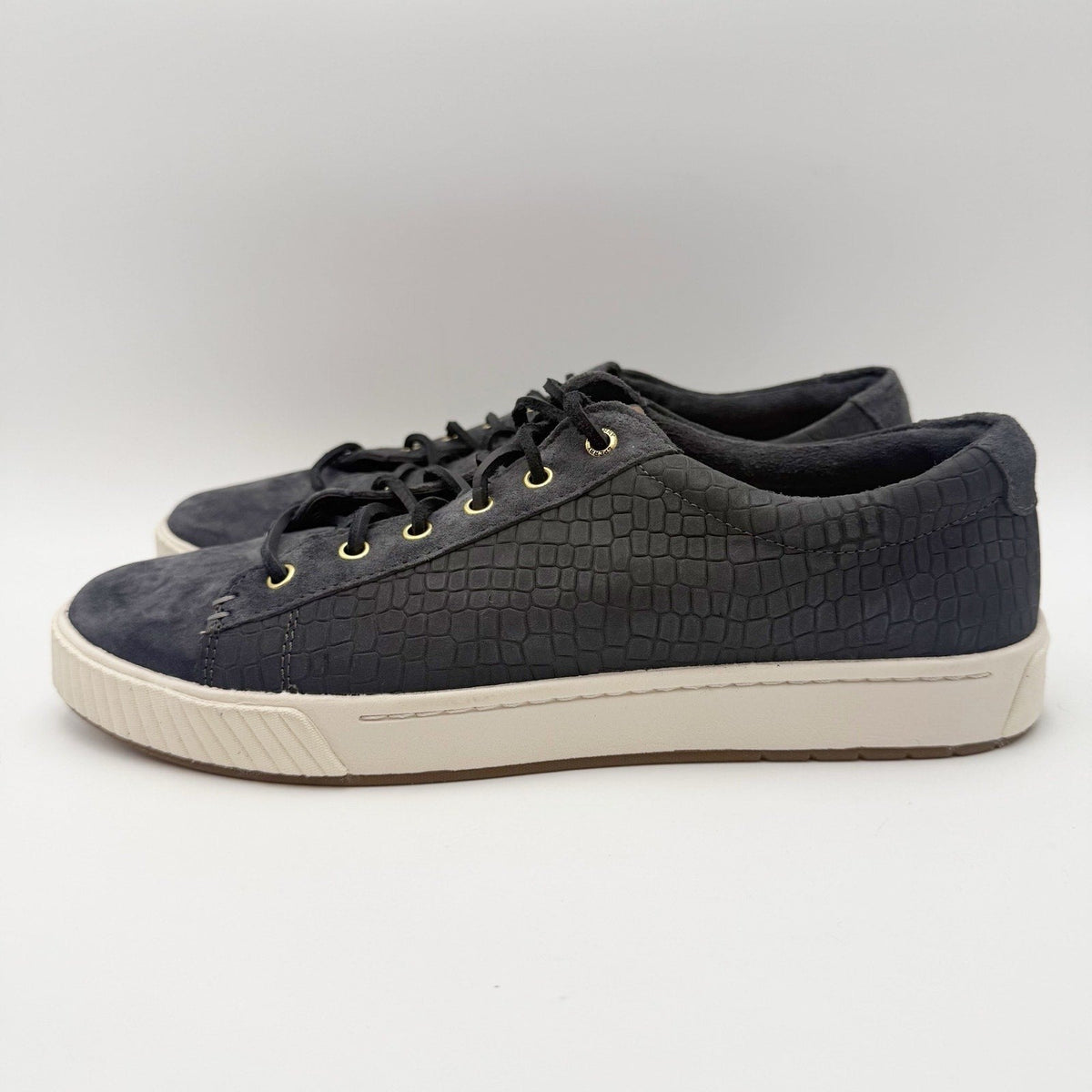 SPERRY Womens Anchor Plushwave Sneakers Size 11 Black Croc Embossed Suede NWOB