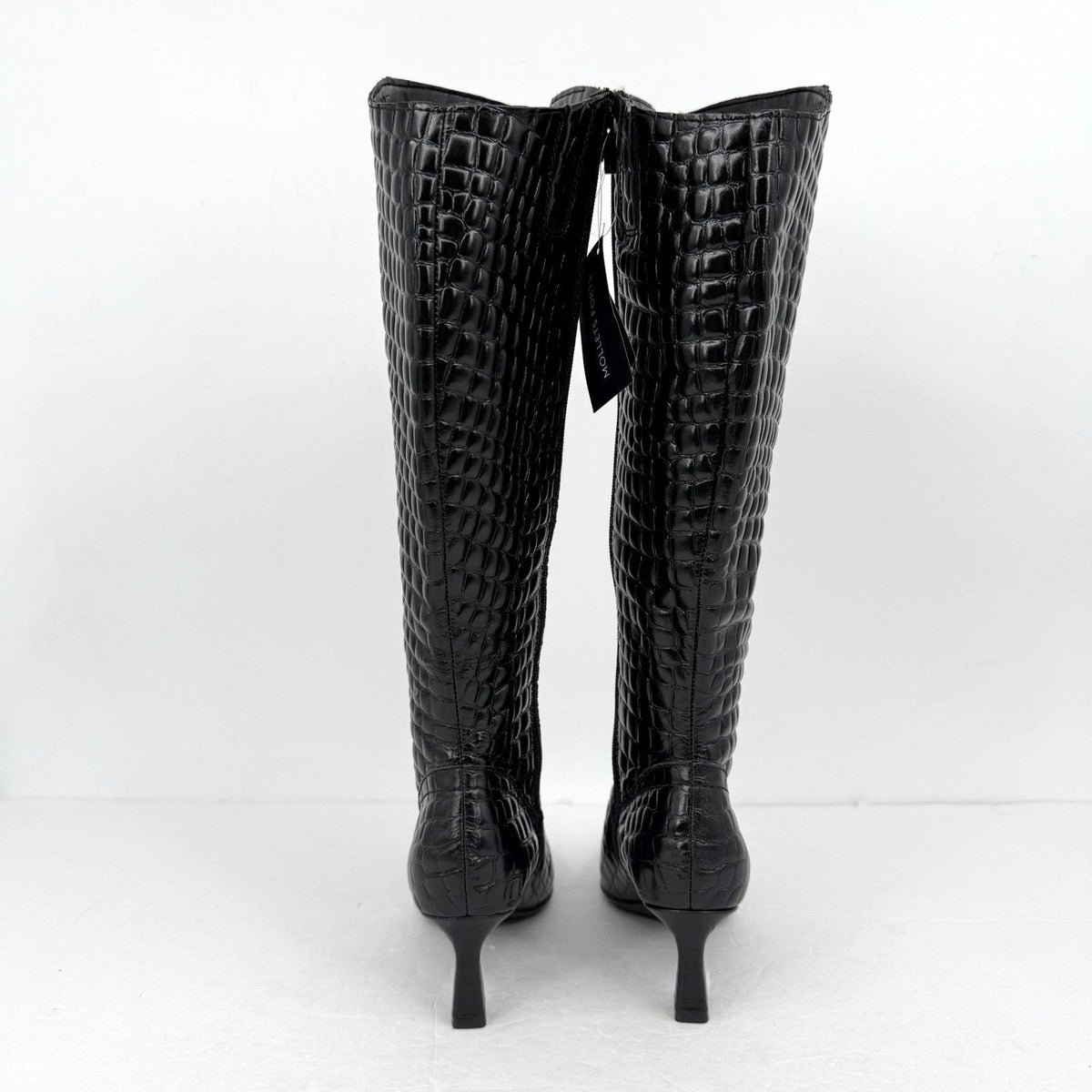 Naturalizer Womens Deesha Knee High Boot 6.5 M Wide Calf Black Croc Leather NWOB