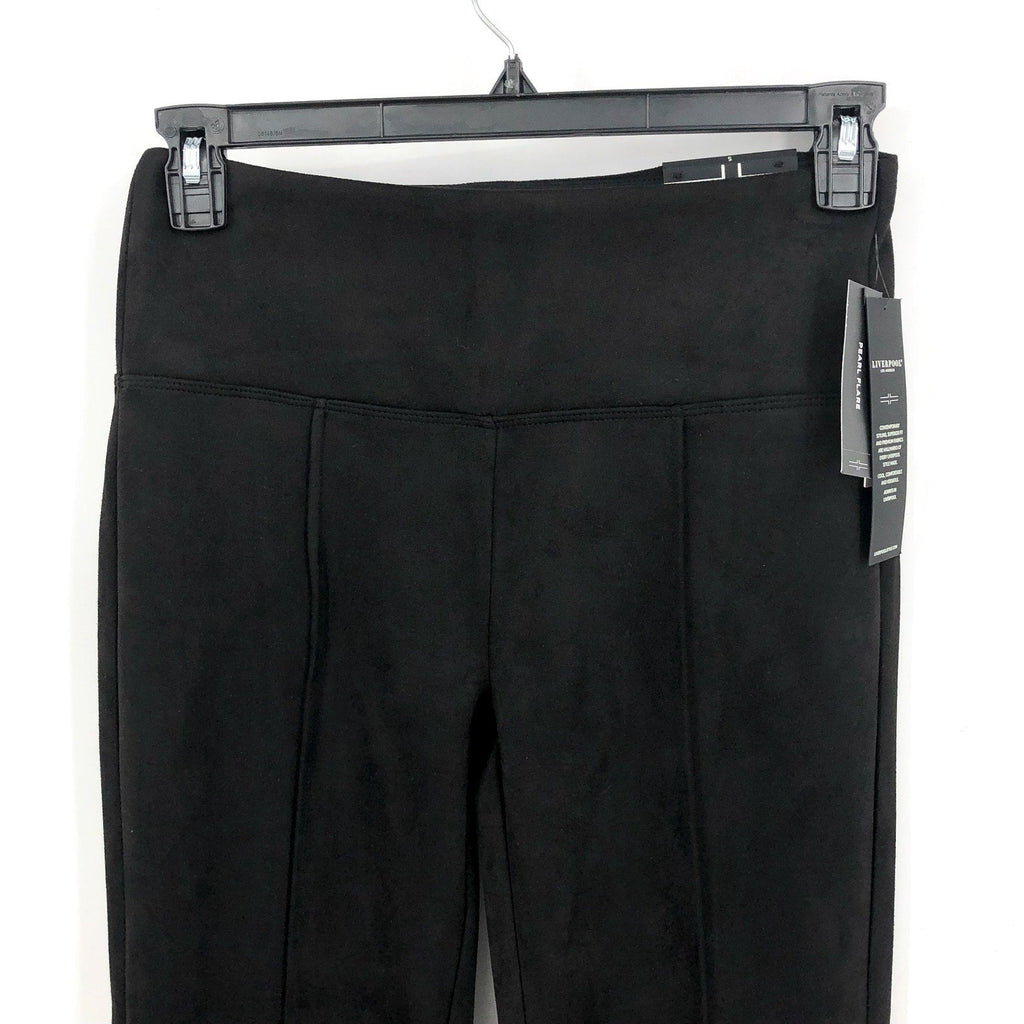 LIVERPOOL Women's Pearl Pull-On Faux Suede Flare Pants Small Black Stretch NWT