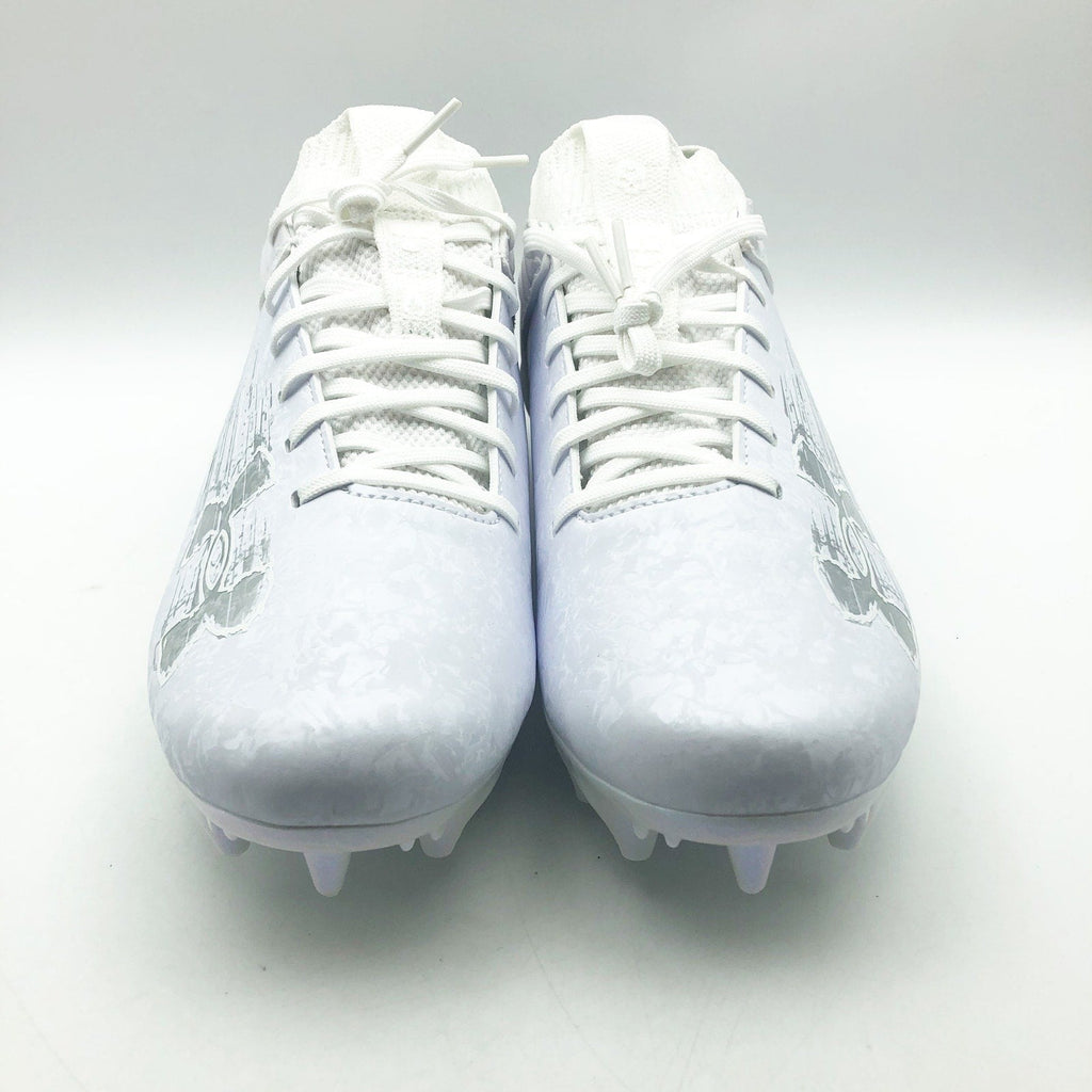 Under Armour Mens Blur 2 MC Suede Molded Football Cleats US 8 White Silver NWOB