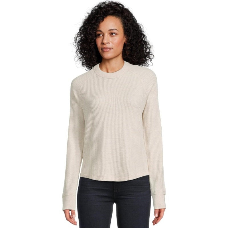 FAHERTY Women's Legend Waffle Layering Crew Shirt Small Oatmeal Cream NWT