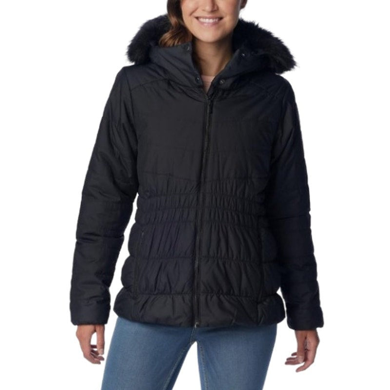 COLUMBIA Women's Sparks Lake III Jacket Medium Black Faux Fur Hood NWOT