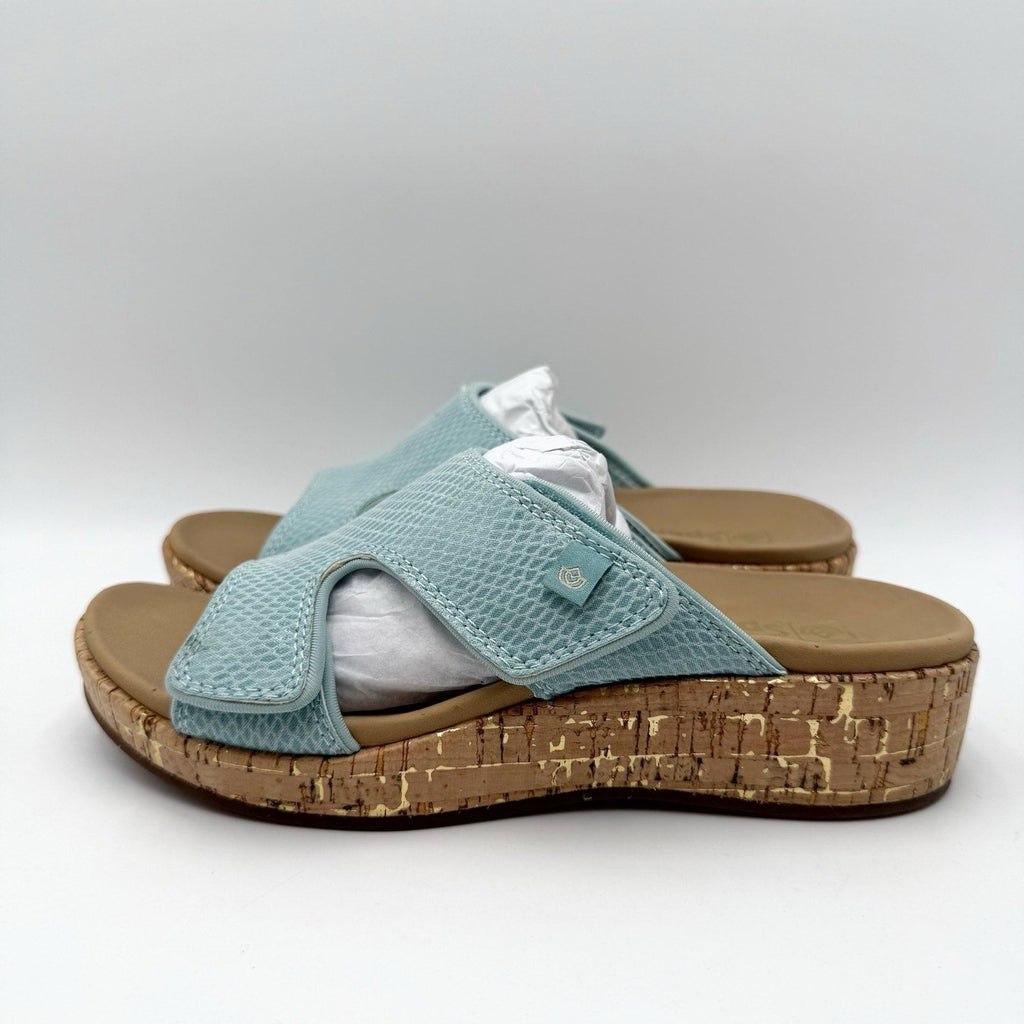 Spenco Womens Camille Wedge Sandals Size 7 B Blue NIB