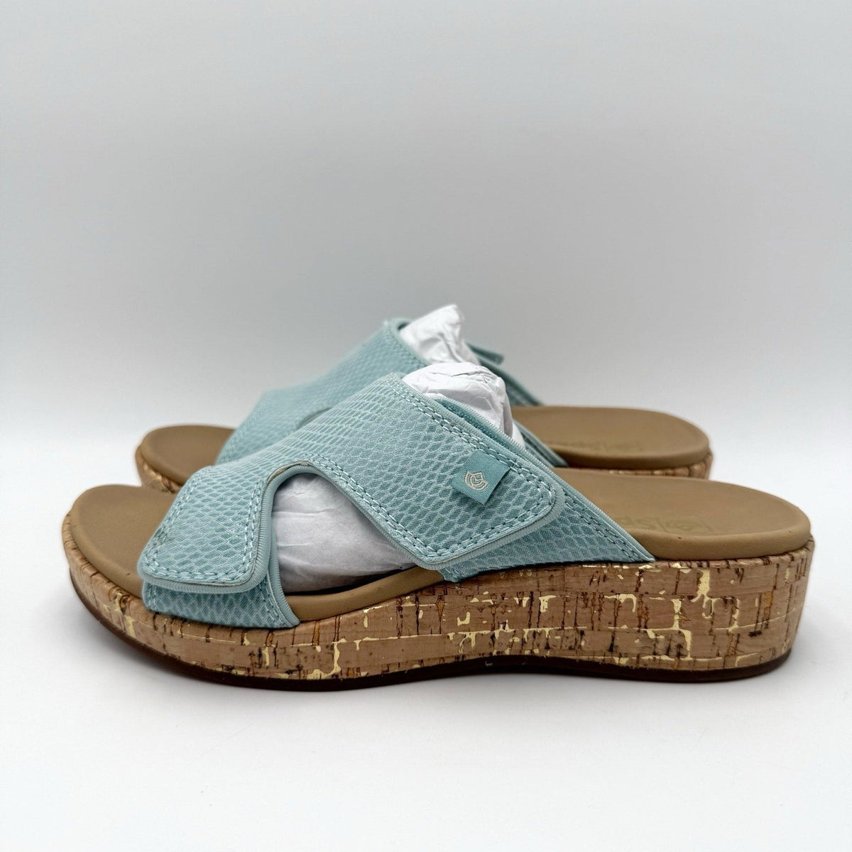 Spenco Womens Camille Wedge Sandals Size 7 B Blue NIB